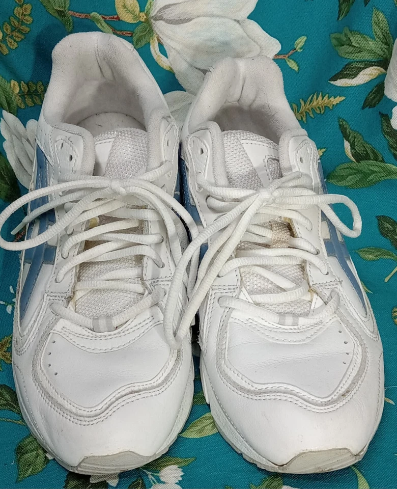 ASICS - SNEAKERS - Women's Size 10 White with Blue Leather w/ Faux Leather * VG - Image 3 of 4