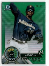 2018 Bowman Chrome Scouts Top 100 Green Lewis Brinson #BTP-40 Brewers /99