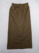 Vtg Field Manor Modern Classics Womens 8 Beige 100% Wool Skirt Houndstooth USA