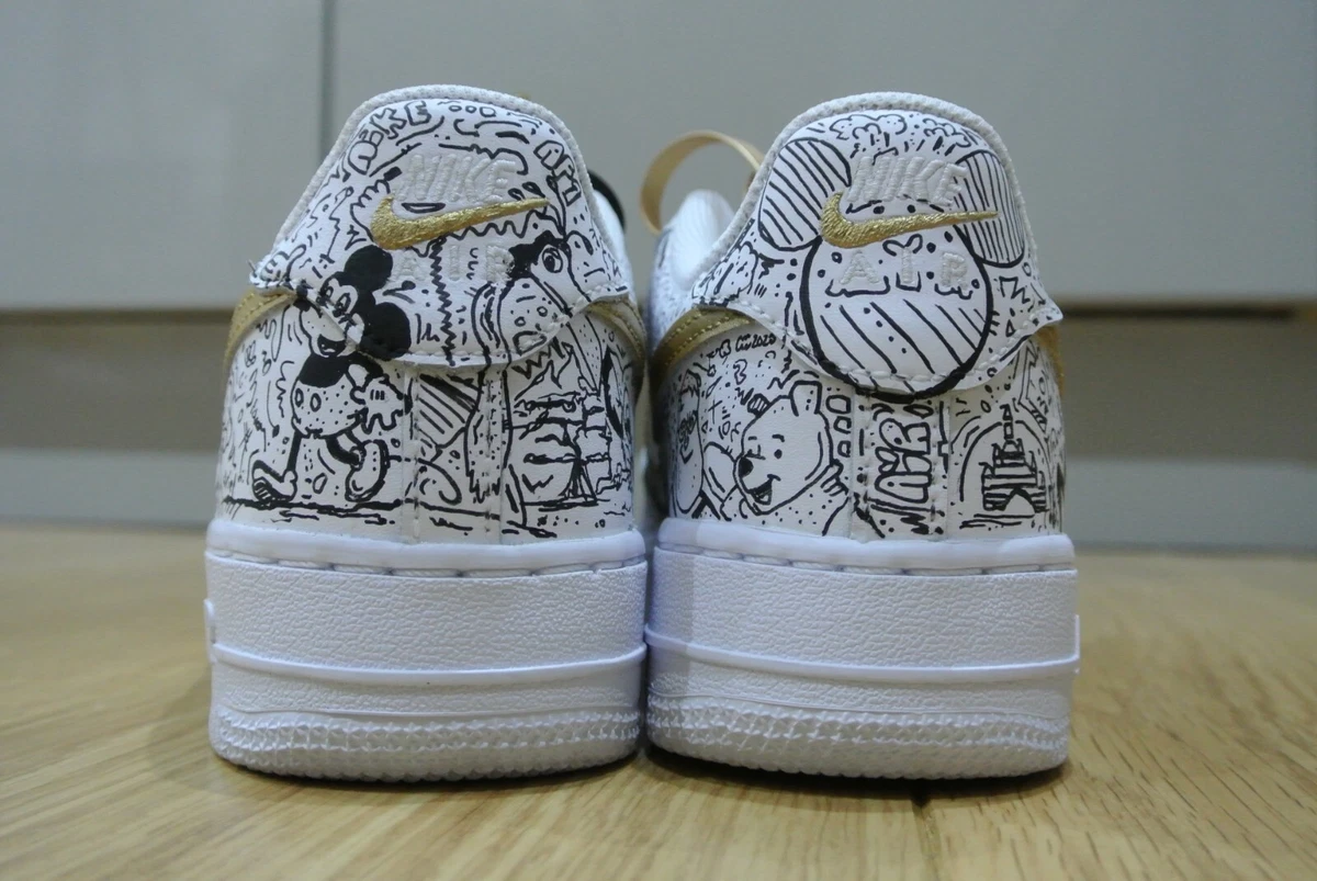 Custom Nike AF1 Disney Gold Doodle MADE TO ORDER