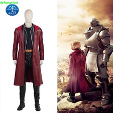 Fullmetal Alchemist Edward Elric Costume Cosplay Men Red Windbreak Vest Coat Set