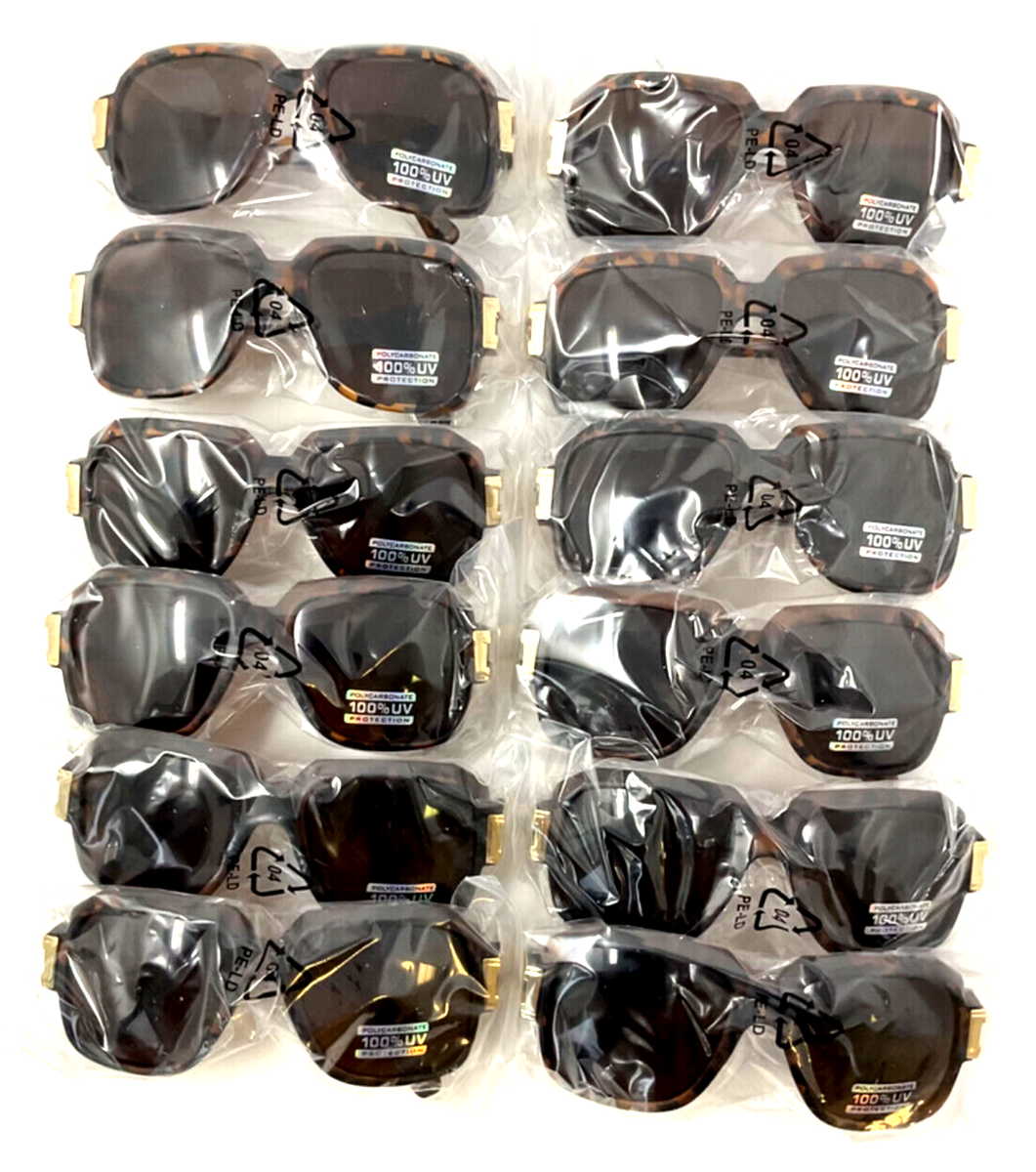 WHOLESALE DOZEN 12 PCS LOT TORTOISE GOLD HIP HOP SQUARE GAZELLE