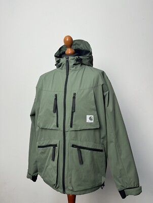 Carhartt WIP men's Hurst hooded jacket dollar green size L p2p 24
