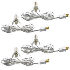 C7 Accessory Cord with C7 Led Light Bulb Candelabra-Base E12 Socket, White