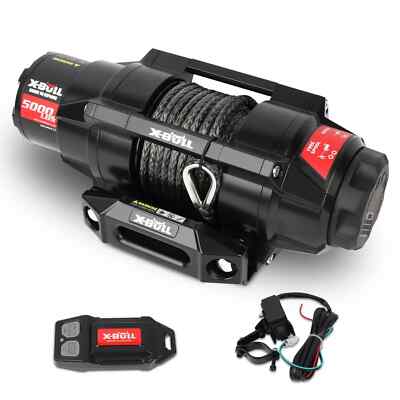 X-BULL 5000lbs Electric Winch 12V DC Synthetic Rope ATV/UTV Towing Trailer 4WD