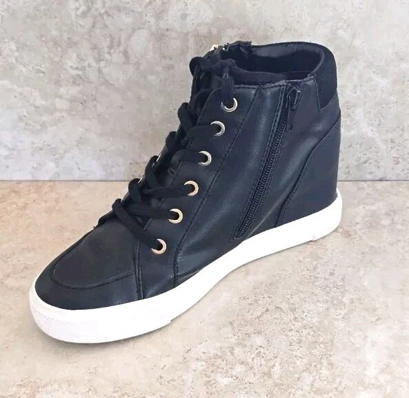 Zapato Mujer ALDO Cuero Negro Medio Superior Cremallera Lateral Con Cordones Cuña Talla 8 (Usado) Foto 3 de 4