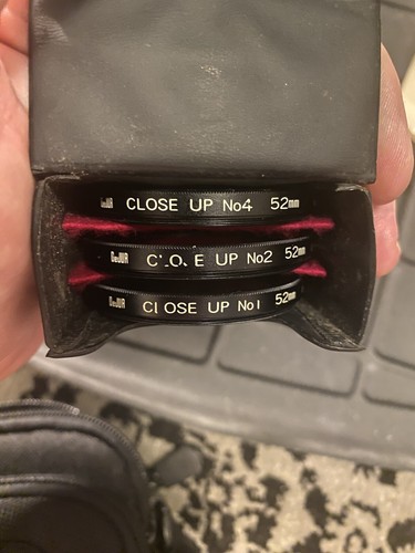 Vintage DeJUR 52mm Close-Up Camera Lens Set Size 52 mm +1, +2, +4 W/Case. Japan