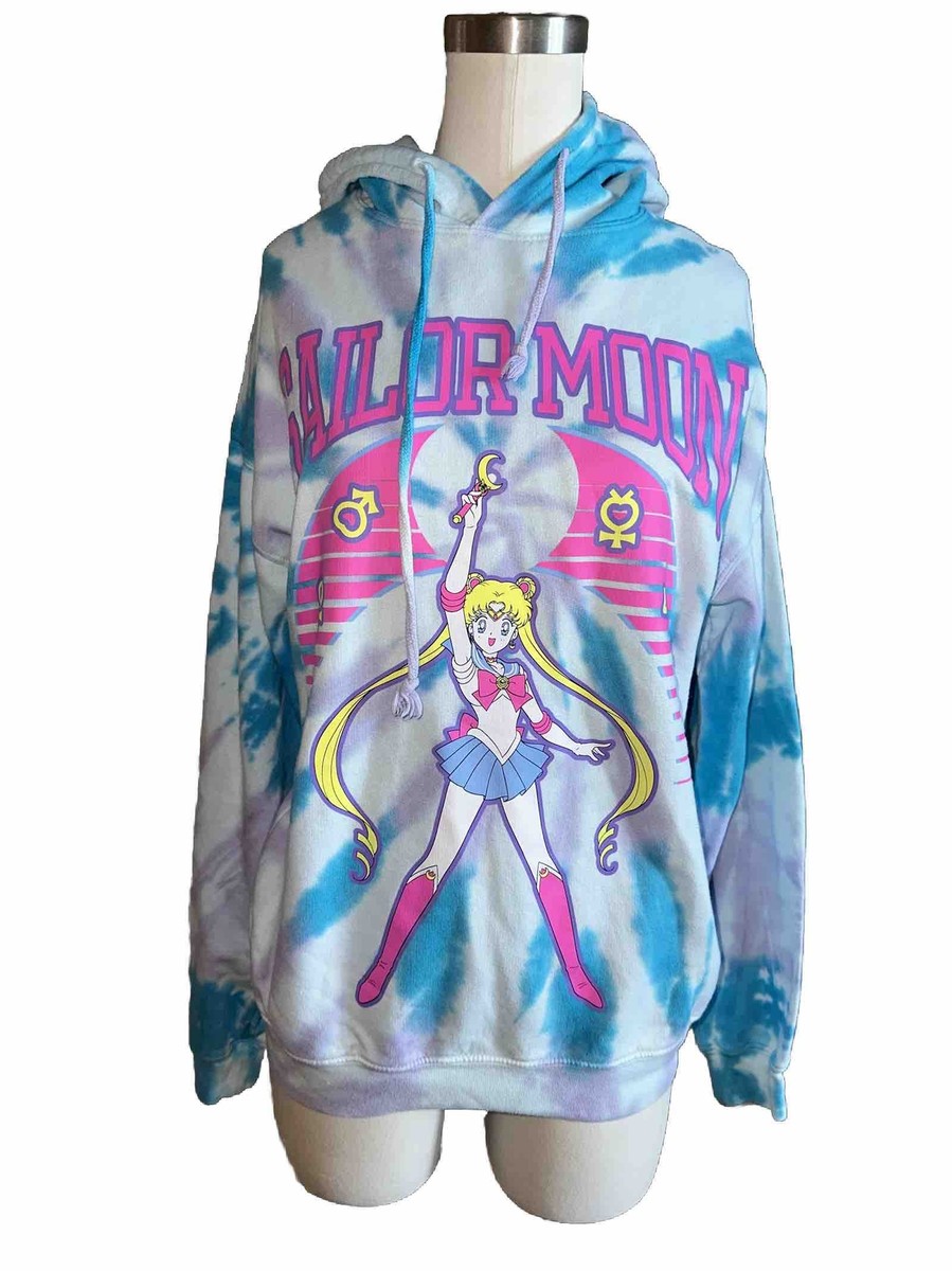 Sailor Moon Tie Dyed Hoodie Medium Hot Topic Pink Teal | eBay