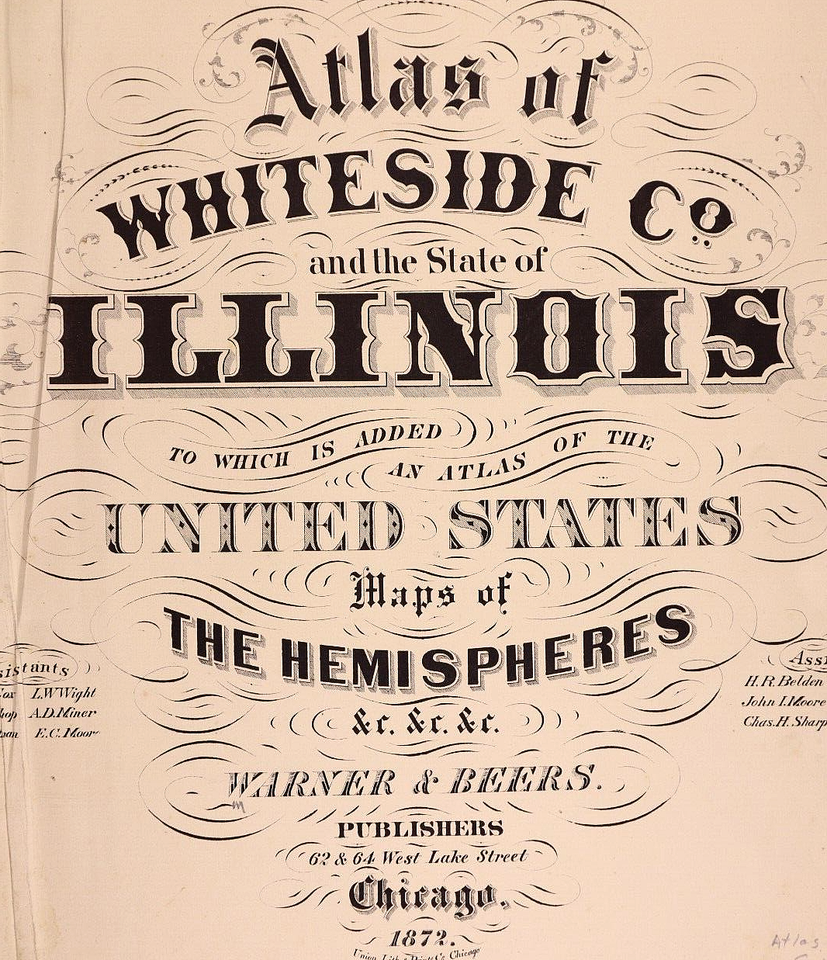 1872 Plat Map HUME Twp., WHITESIDE Co., ILLINOIS COMO (15x17)19