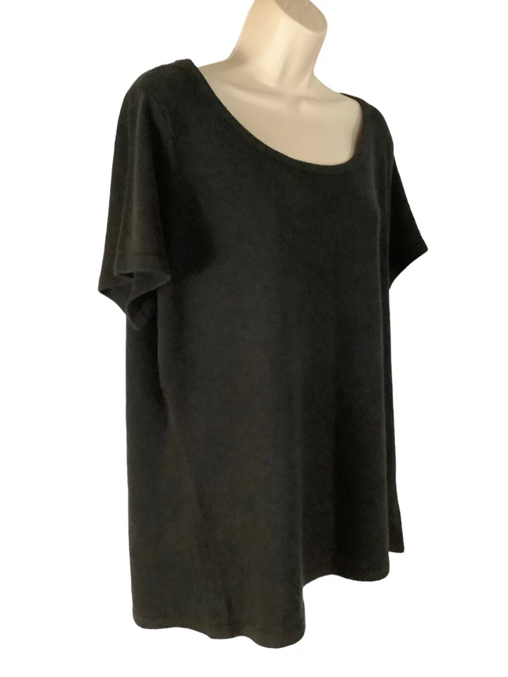 Camiseta tejida Covington para mujer nueva con etiquetas 20/22W negra manga gorra Foto 3 de 4