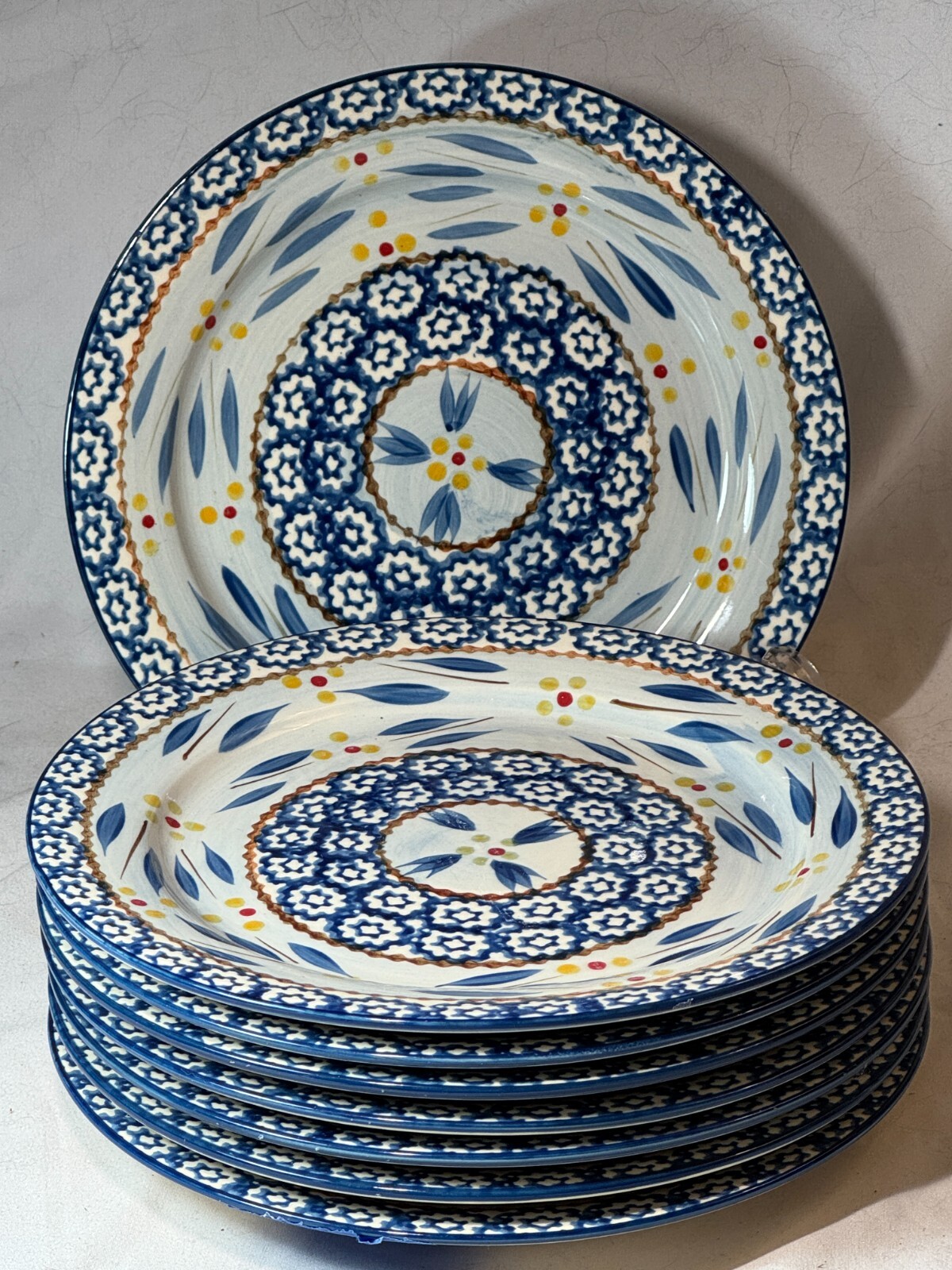8 BLUE TEMPTATIONS BY TARA OLD WORLD SALAD DESSERT PLATES -FREE SHIP