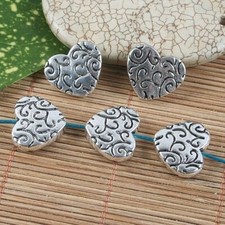 8pcs antiqued silver heart shape spacer beads G1238