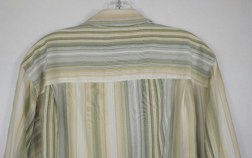 TOMMY BAHAMA men's Button Down Long Sleeve Shirt SZ L Large Green Yellow striped - Picture 6 of 8