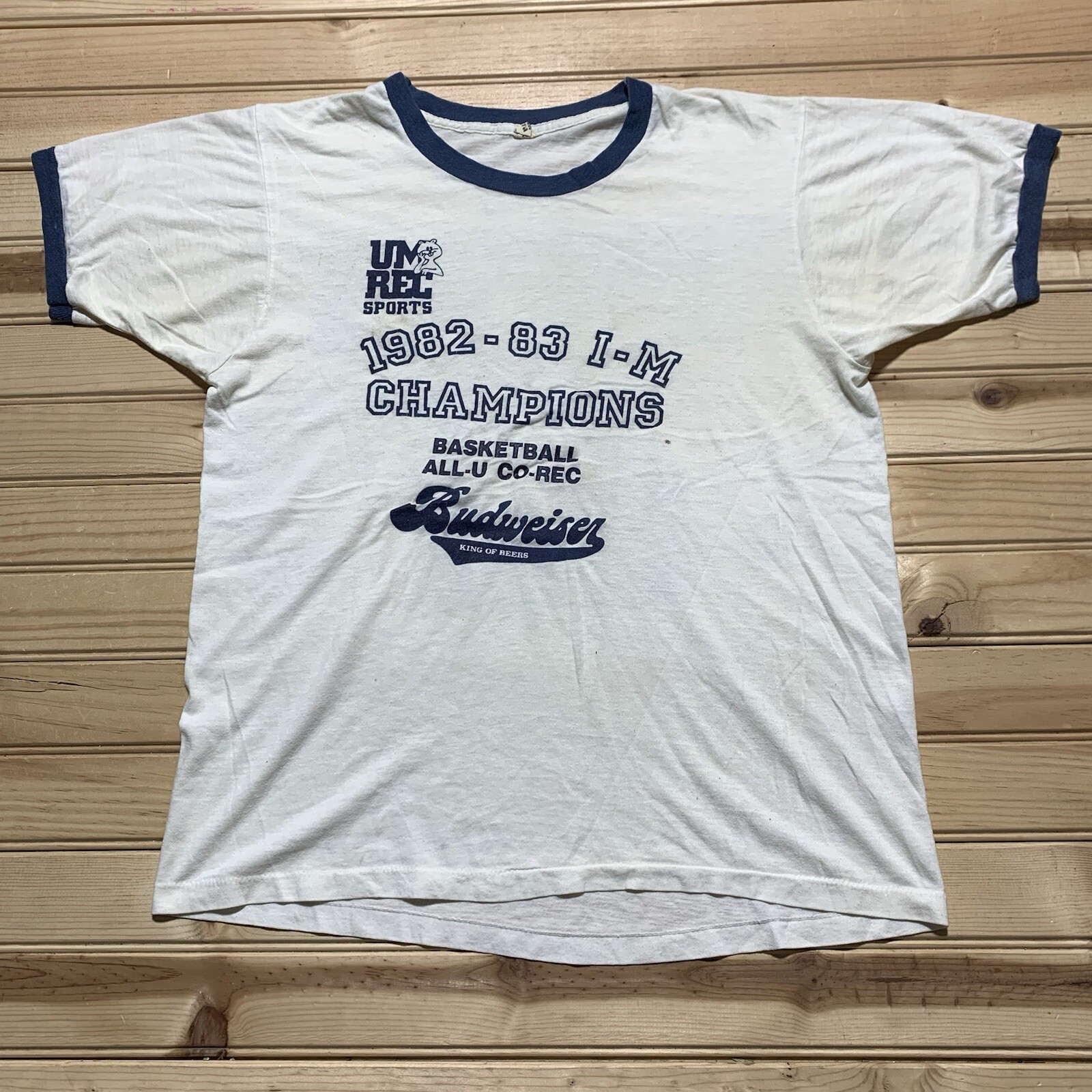 Vintage 80s Budweiser Basketball Championship Ringer Tee Size L  