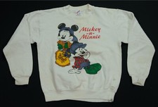 Rare Vintage Mickey N Minnie Mouse Crewneck Sweatshirt 80s 90s White Youth SZ L