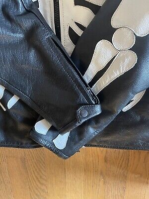 Vintage Skeleton Bones Leather Jacket L 44 Black Biker Vintage Skeleton Bones Leather Jacket L 44 Black Biker
