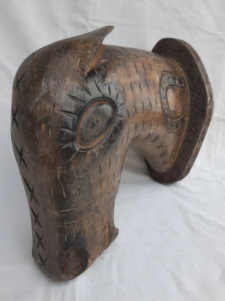 Ancienne ENSEIGNE hippique - tête de CHEVAL manège HARAS équestre ART POPULAIRE - Photo 2/4