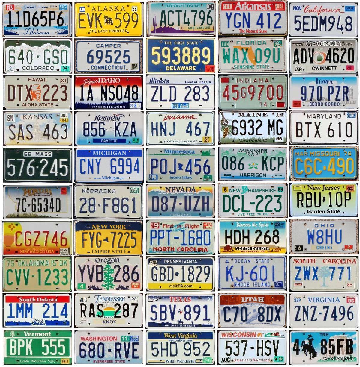 COMPLETE Set of 50 USA LICENSE PLATES All States Included BASIC SET