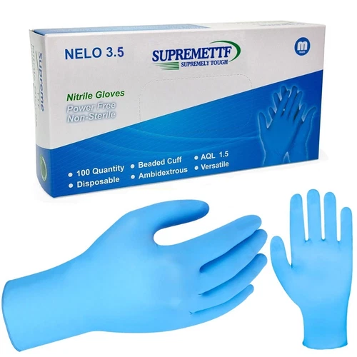 Blue Disposable Nitrile Examination Gloves Powder & Latex Free 3.5mil Size M-2XL