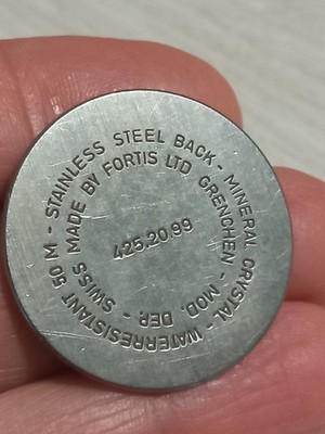 Fortis Gehäuseboden Fondello Snap-on Ø 28,40 mm Edelstahl Ref.425.20.99 Vintage