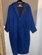 Herm s Vintage Rare Blue Gray Hooded Coat Polyamide Size 38