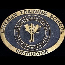 Lineman Training School Telephone Utility Power Line Apprentice Vtg Belt Buckle