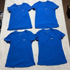 FIGS Scrub Top Womens XXS Casma V-Neck Royal Blue 4-Piece Lot FW1000