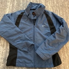 Vintage Nike Jacket Kids Medium 8-10 Blue Full Zip Windbreaker Performance
