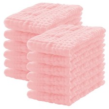 12 Pack Pink Muslin Burp Cloths 100 Cotton Large 20''x10'' Extra Soft Absorbent