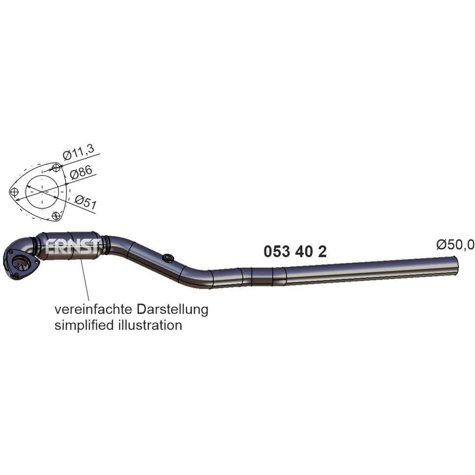 ERNST 053402 Tubo de escape para OPEL Astra H Caravan (A04) Astra G CC (T98) - Imagen 3 de 4