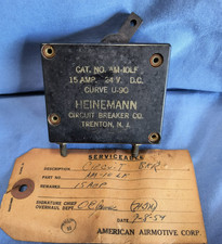 Heinemann Circuit Breaker Vintage AM-10LF Aviation 24 Volt 15 Amp U-90 Curve