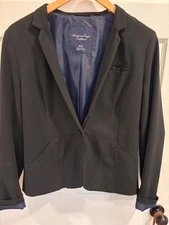 American Eagle Blazer Jacket Women’s Sz M Buttons Pockets Contrast Lining