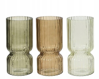 Kaemingk Gerillte Glasvase 11x23cm - Transparent Dekor