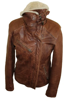 Chaqueta de cuero para mujer Schott Perfecto marrón talla S chaqueta de motociclista de cuero de cordero aspecto vintage - Imagen 1 de 4