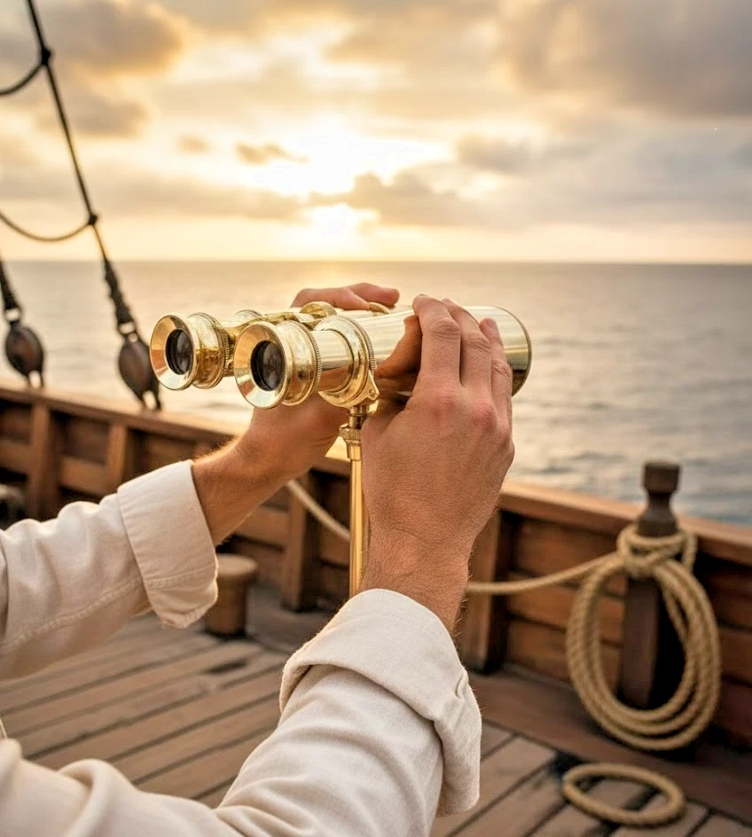 Classic Brass Binoculars with Tripod – Vintage Maritime Desk Decor - Image 3 of 4
