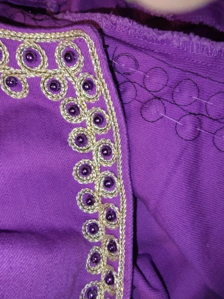 Camisa estilo chaqueta Victor Costa púrpura bordada 1X hermosa púrpura  Foto 3 de 4
