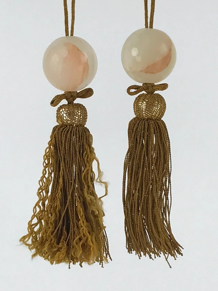 Piedra de ágata japonesa colgante pergamino pesas Fuchin Kakejiku borla amarilla FC320 Foto 2 de 4