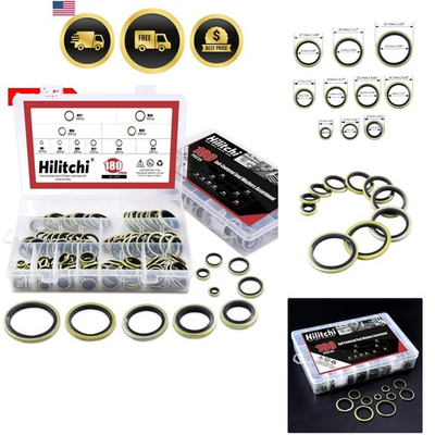 #ad 180 Pcs Metric Dowty Bonded Seal Oil Washer Assortment Kit 10 SIZE: M6 to M24 $37.82