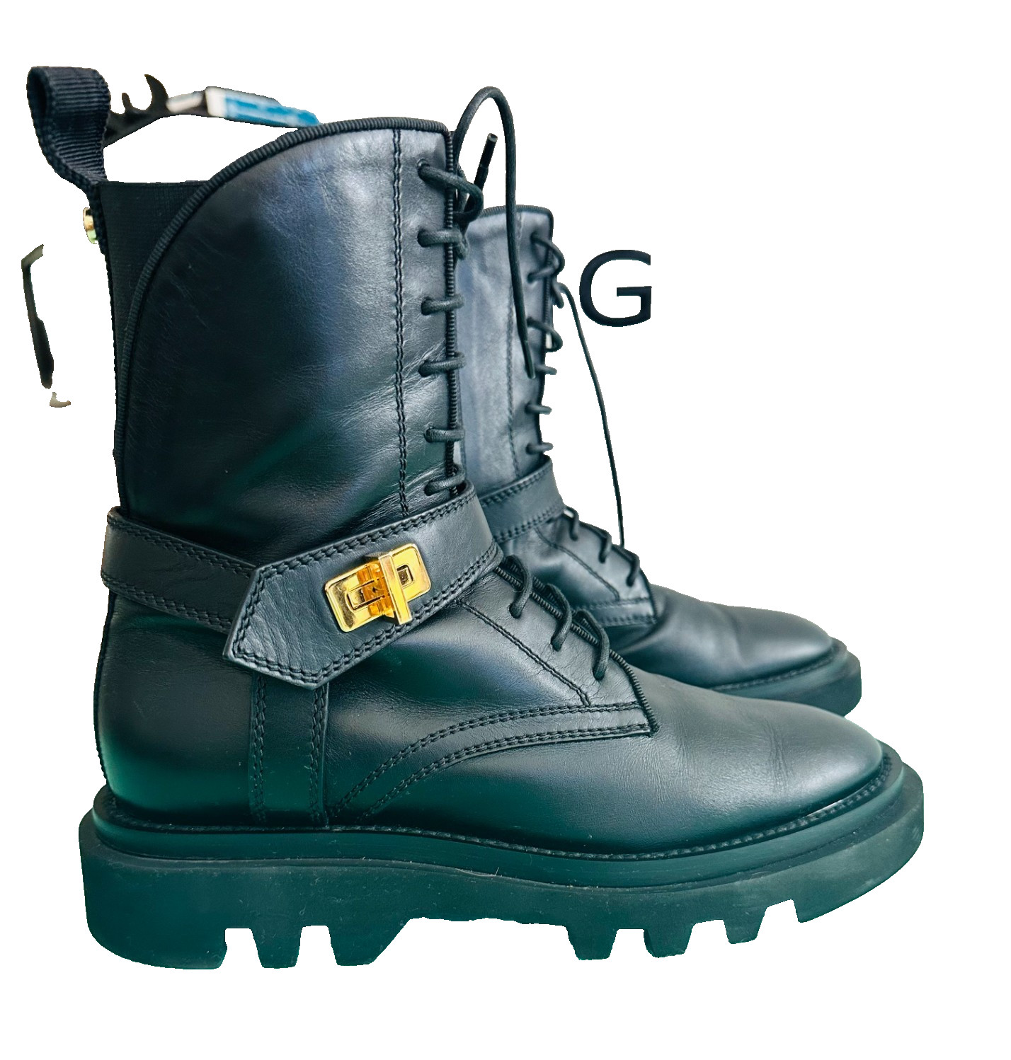 Authentic Givenchy platform black leather womens … - image 13