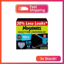 Ninjamas Boys Bedwetting Nighttime Underwear, Size S/M 38-70 lbs , 44 Count, Ov