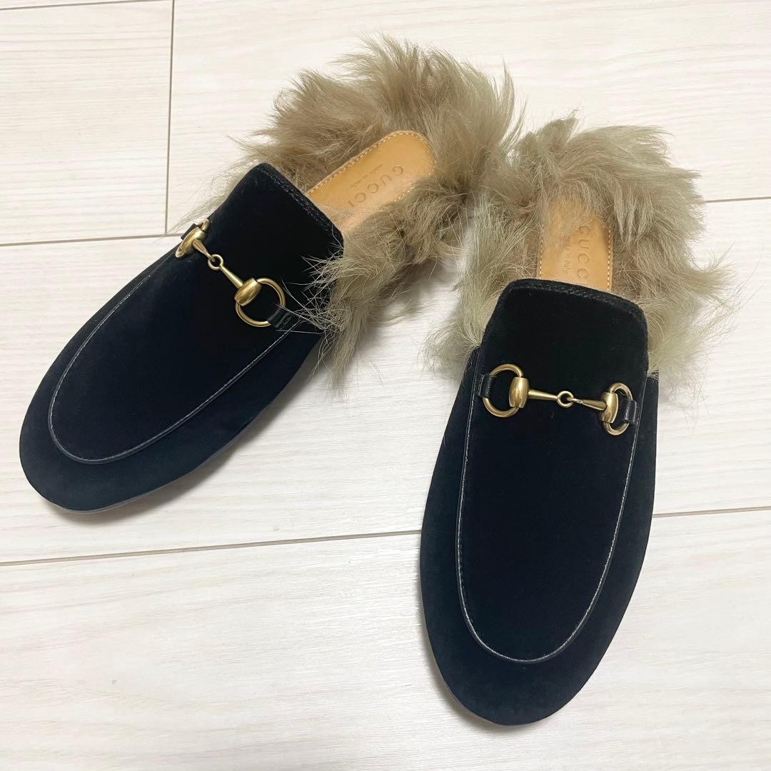 GUCCI Women's Loafers Horsebit Velvet Black EU36/US6 120220c thumbnail 12