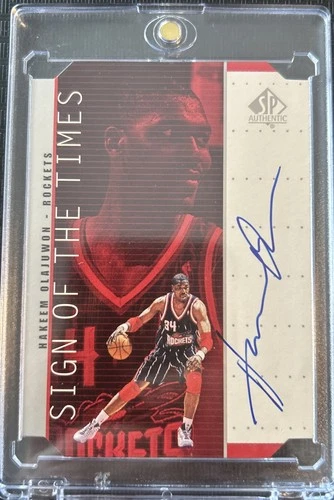 1998-99 SP Authentic Hakeem Olajuwon #HO Sign of the Times Auto Silver Rockets