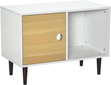 Wooden Cat House W/ Soft Cushion Decorative Kitten Condo Side Table Elevated Pet