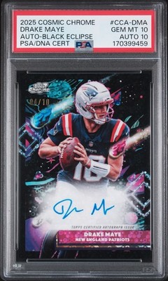 2025 TOPPS COSMIC CHROME AUTOGRAPHS CCA-DMA DRAKE MAYE AUTO-BLACK ECLIPSE PSA 10