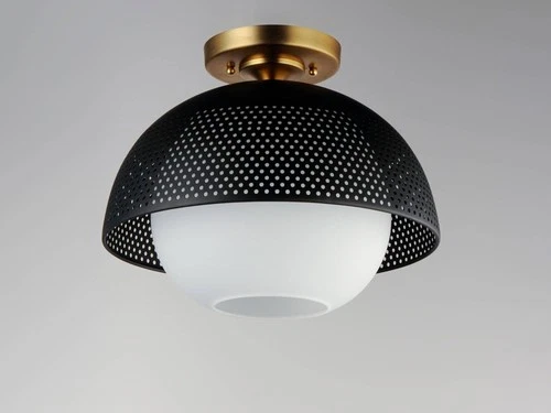 Maxim Perf 14 1/4" Wide Black and Satin Brass Ceiling Light - Picture 3 of 7