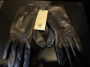TORY BURCH Leather Tech Gloves Black XL