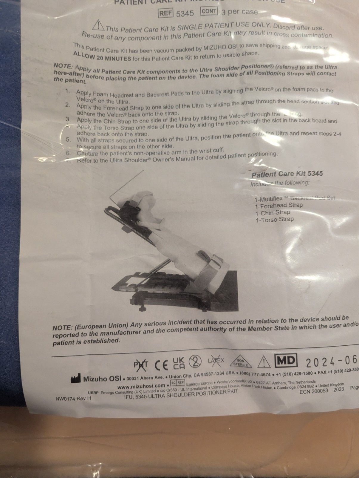 Mizuho OSI 5345 Ultra Shoulder Positioner Patient Care Kit.