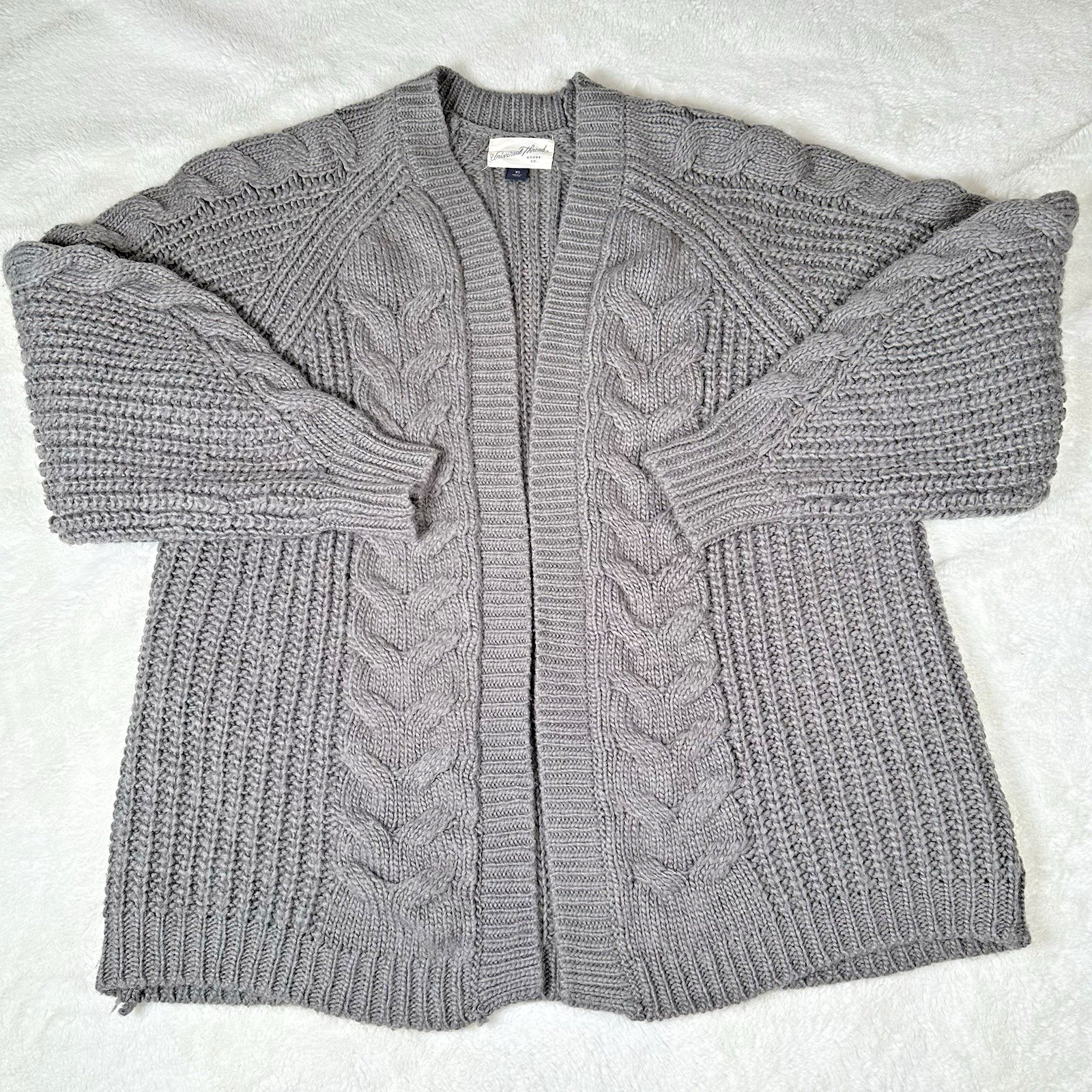 Universal Thread Gray Cable Knit Open Cardigan Sw… - image 3