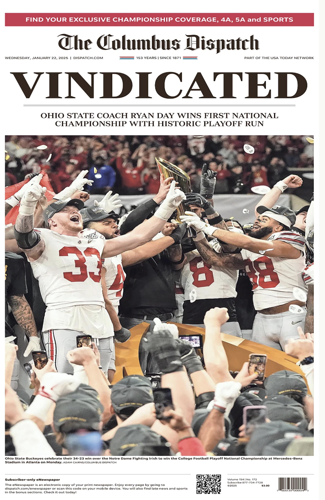Ohio State Buckeyes National Champion Vertical Poster