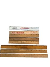 Vintage Rulers 8 Total. Made In USA 3 Wooden 18” 4 Wooden 12” And 1 Plastic 12”